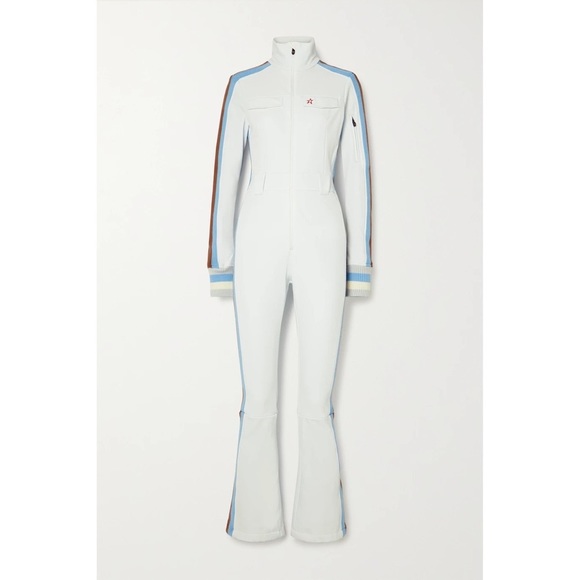 Perfect Moment Jackets & Blazers - New Size L Perfect Moment Crystal Belted Striped Ski Suit Light Blue